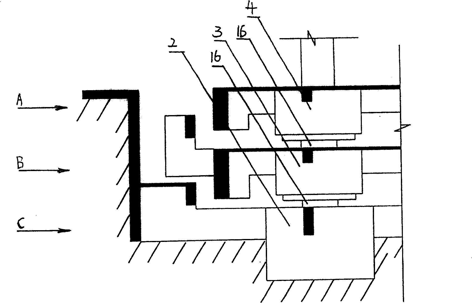 Composite device of building vibration isolation layer