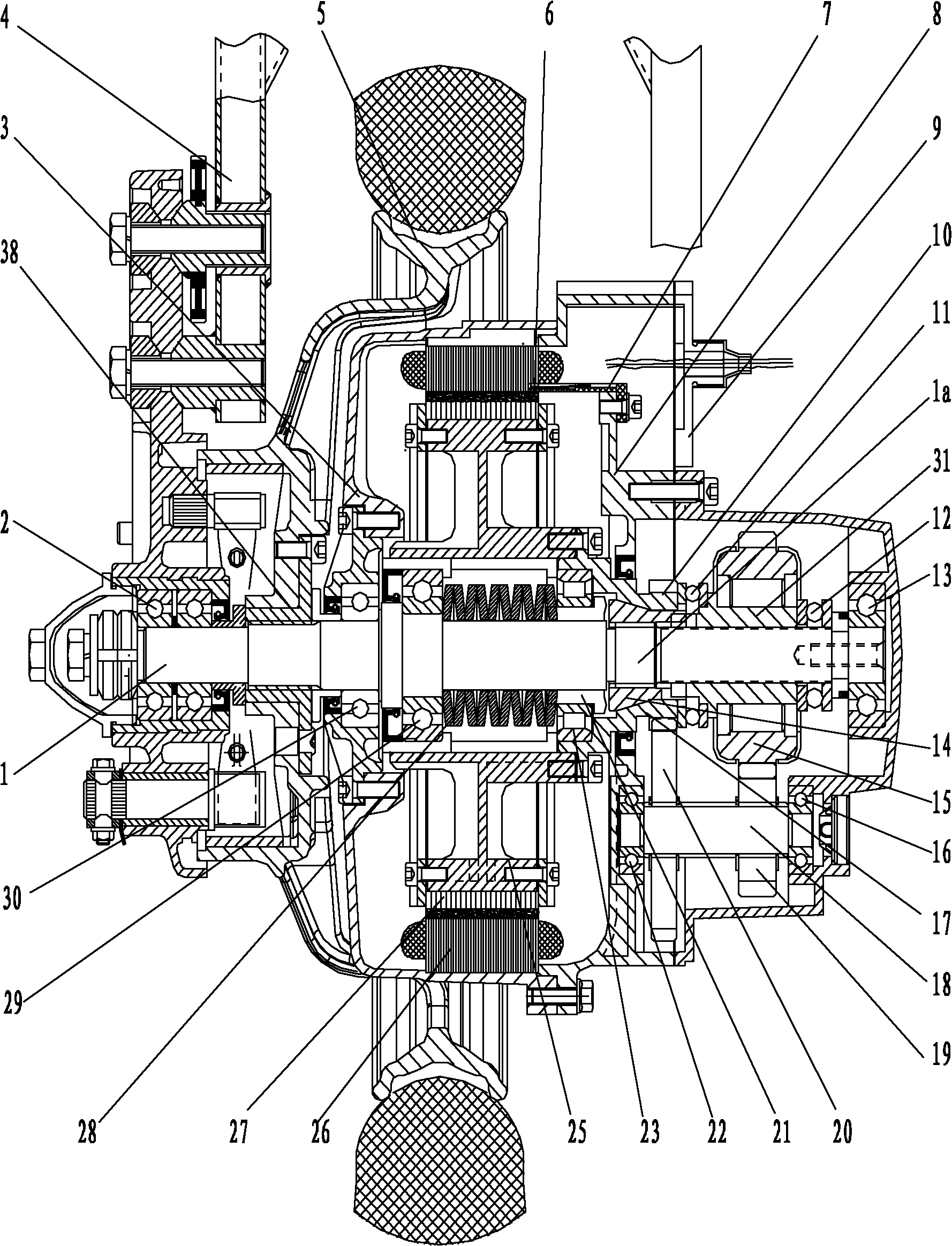 Mechanical intelligent self-adaption two-gear automatic-gear-shifting hub