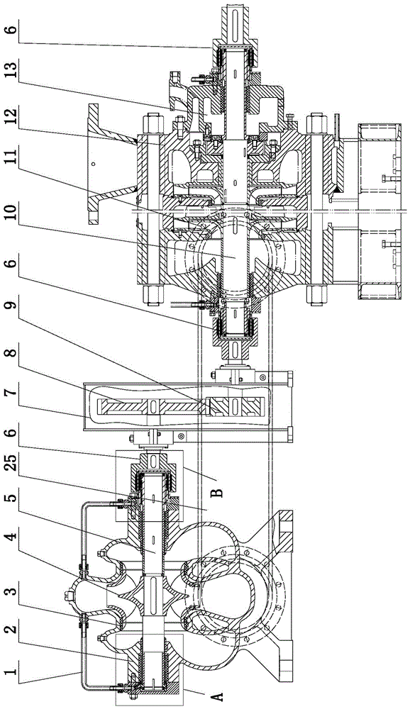 A kind of asynchronous transmission multistage centrifugal pump