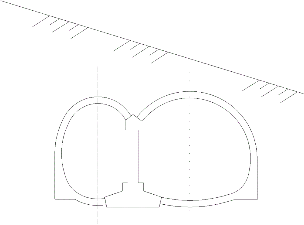 Construction method of large-span asymmetrical double-arch railway tunnel under terrain bias pressure condition