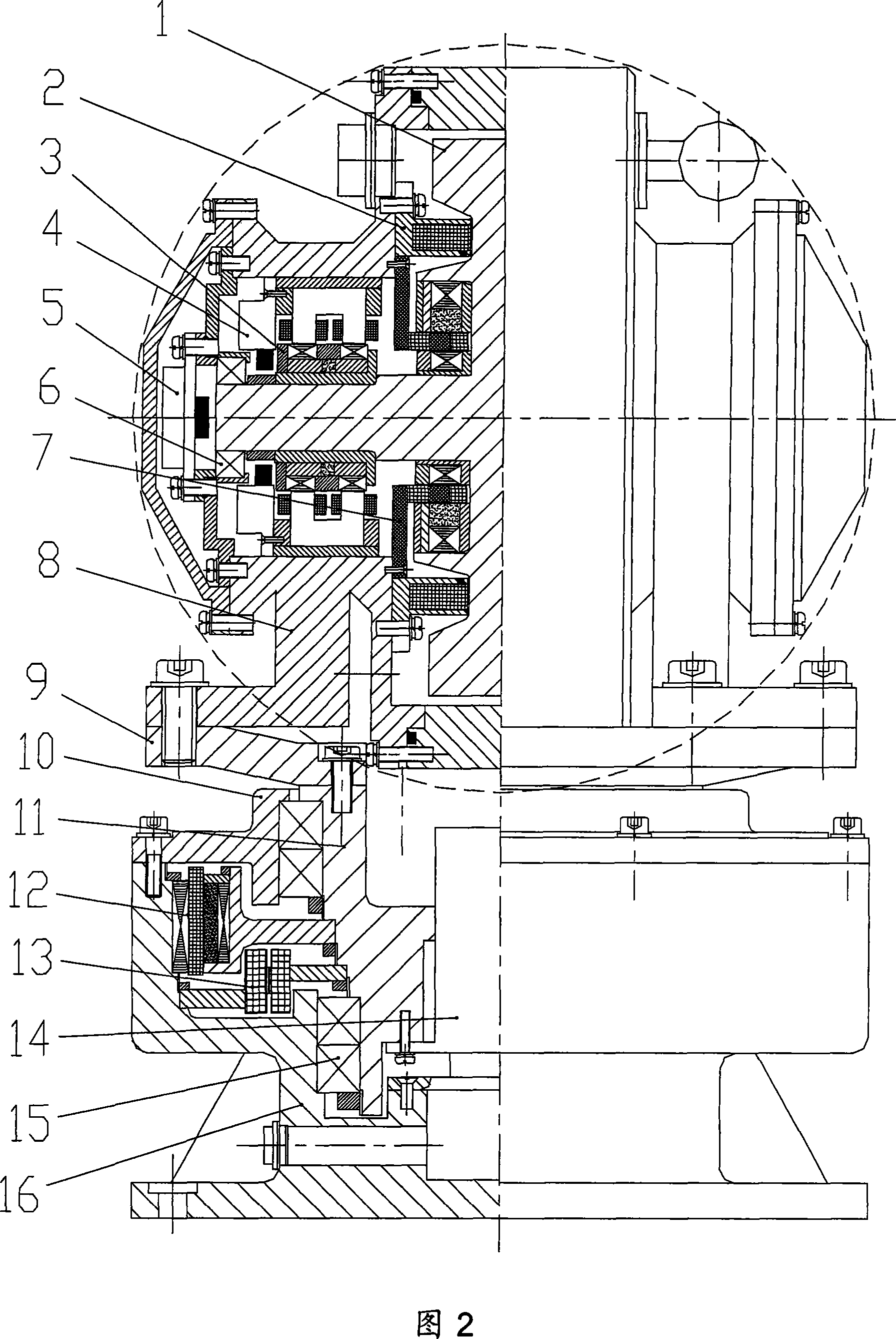 Single end support type magnetic suspension control moment gyro of single framework