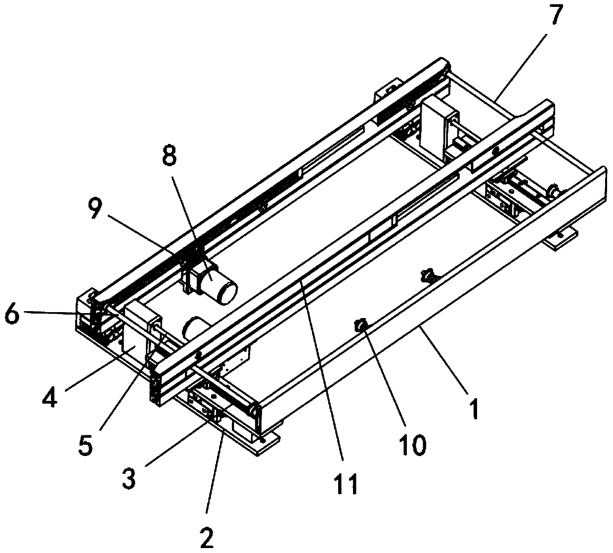 A transportation component during the grinding process of the chassis plate