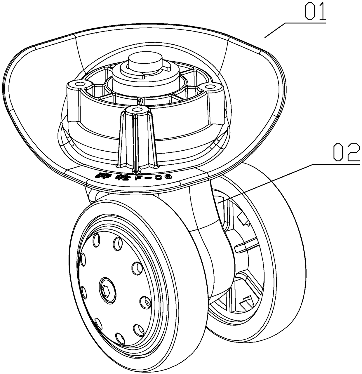 A caster wheel with a magnet for a luggage case