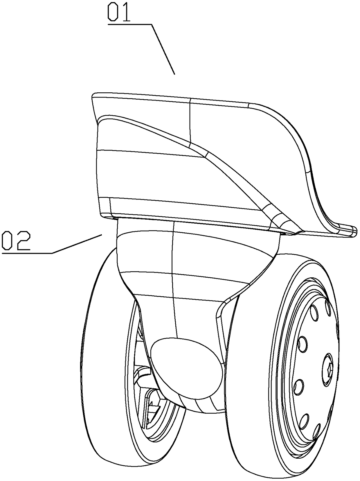 A caster wheel with a magnet for a luggage case