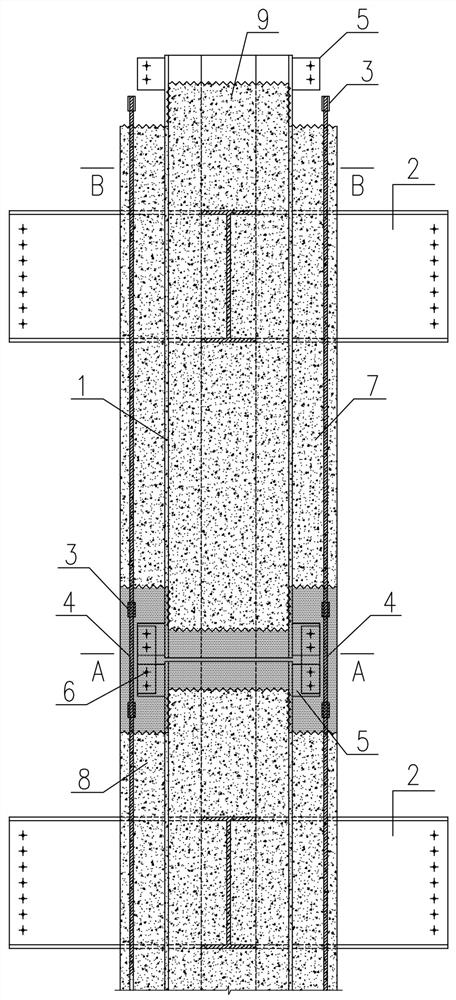 Concrete filling and pouring method for connecting upper column section and lower column section of prefabricated steel reinforced concrete column