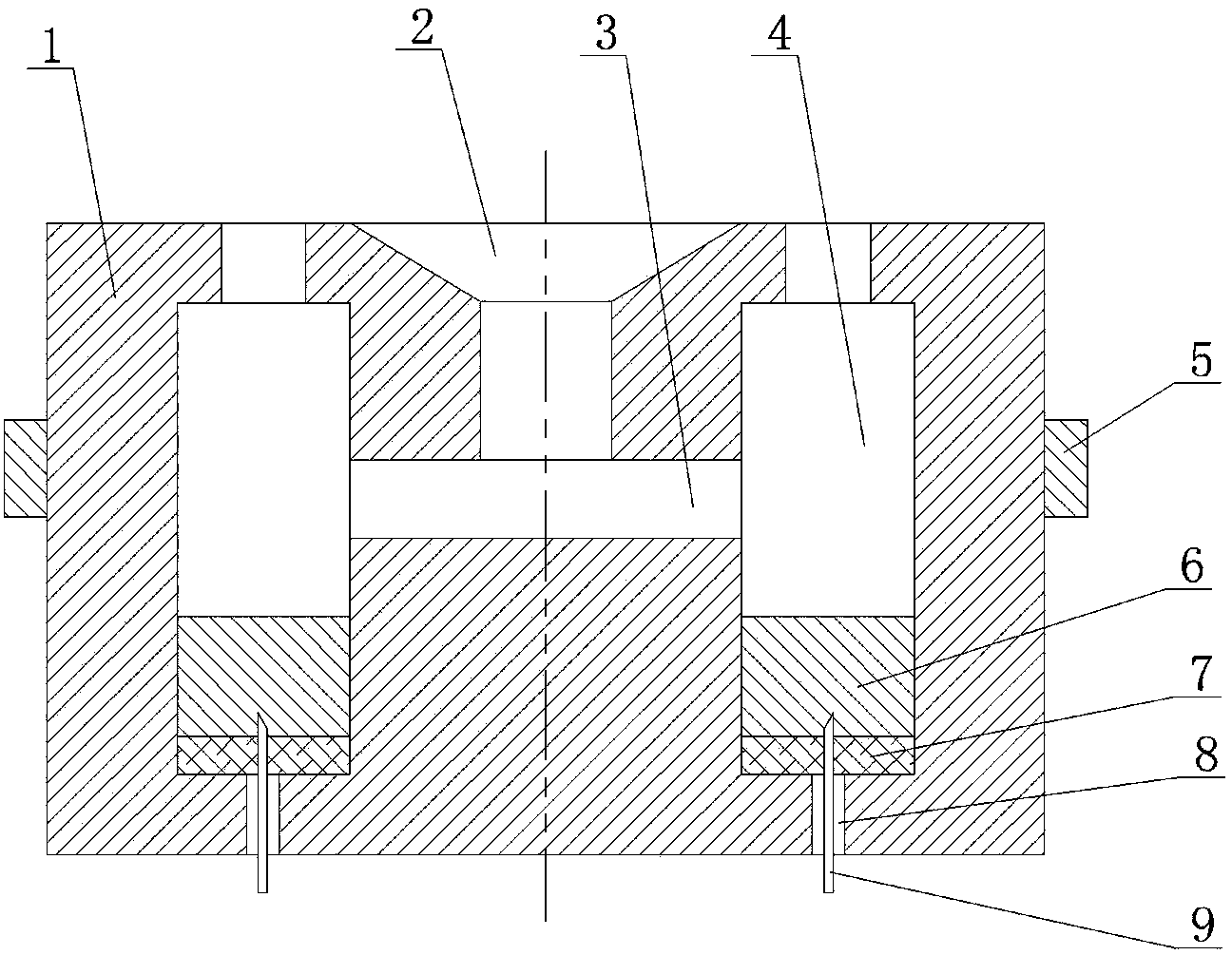 Graphite mould used for manufacturing local reinforcement aluminum matrix composite materials