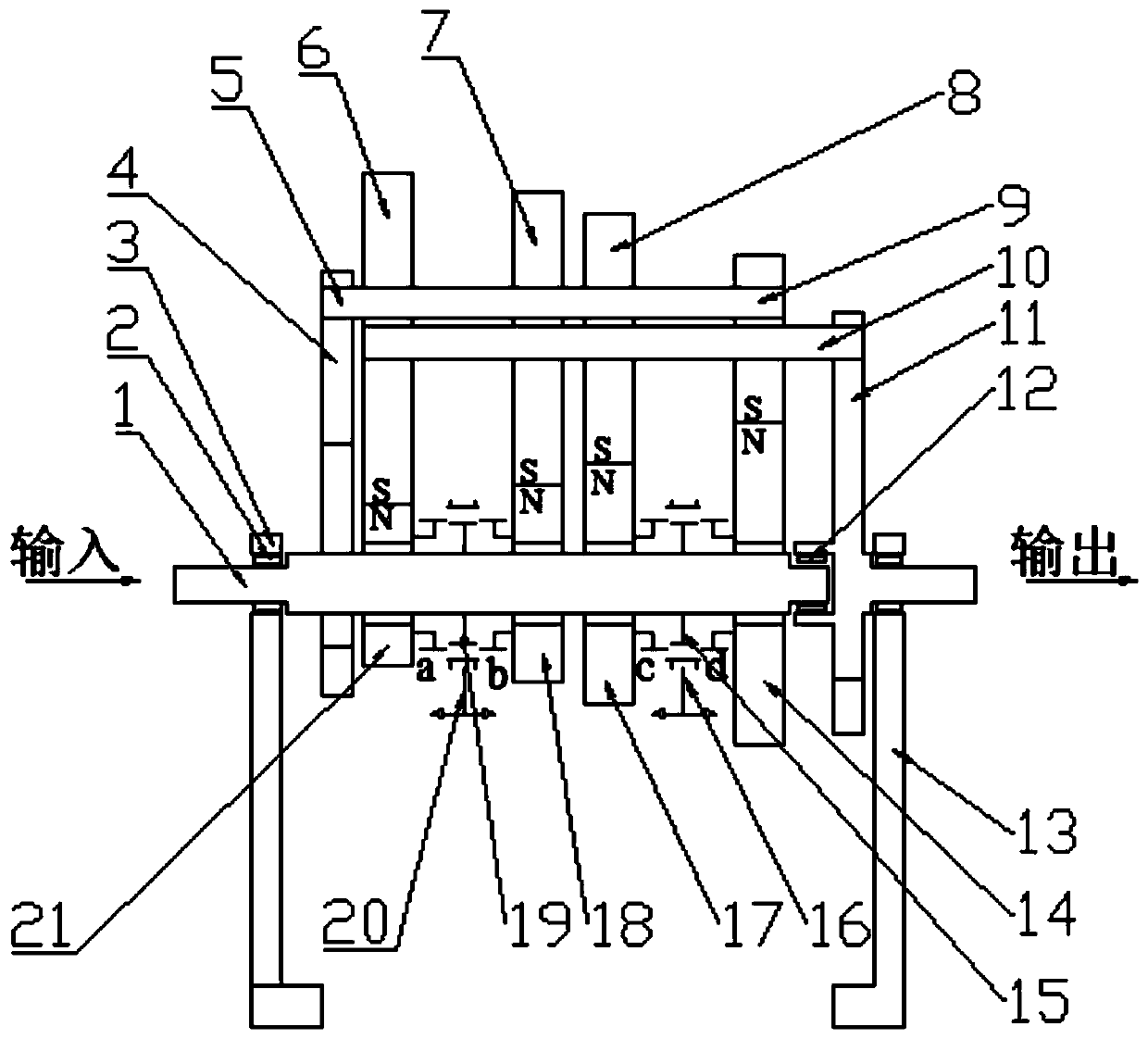 A gearless planetary magnetic gear transmission system