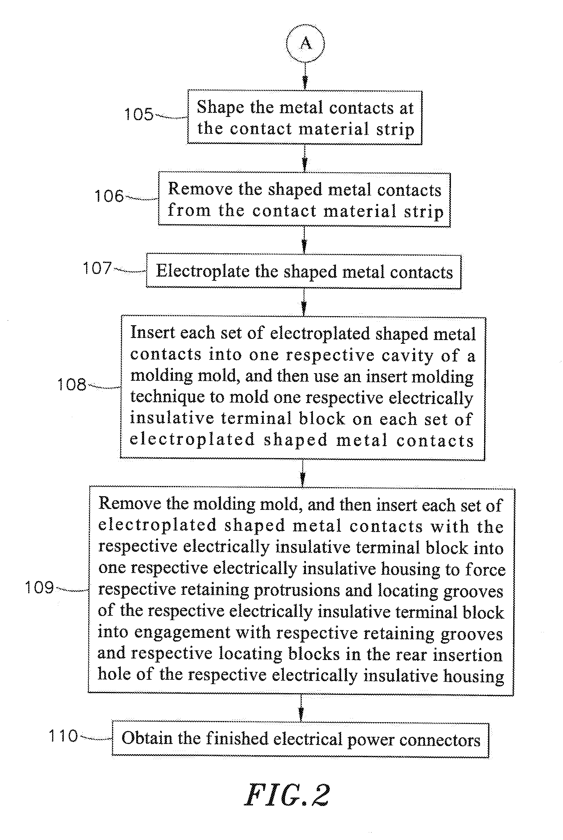 Electrical power connector preparation method