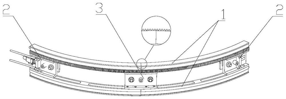 Spliced ​​ring gear track and its horizontality and coaxiality pose decoupling adjustment method