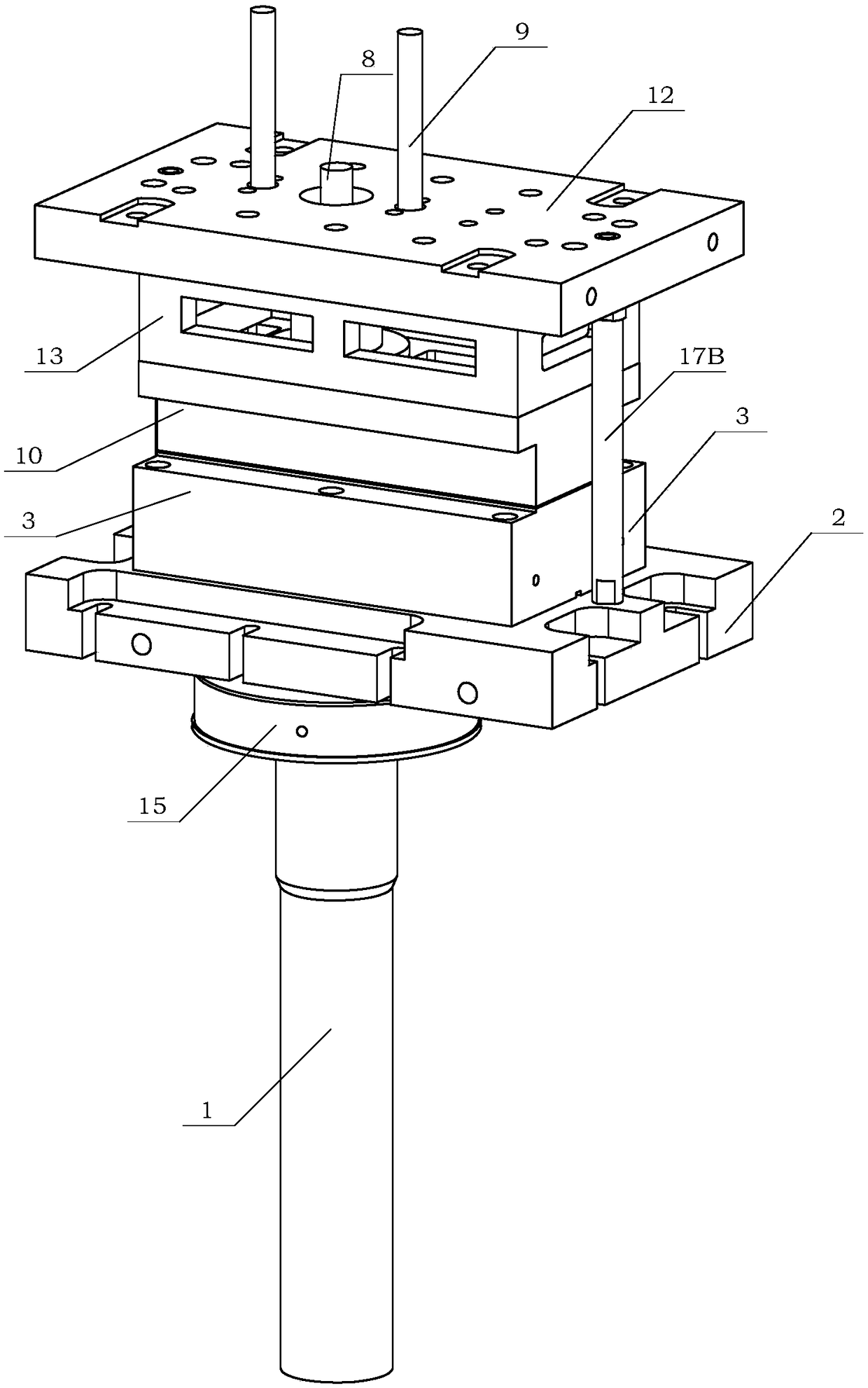 Casting device and casting method of low pressure filling type and high pressure solidification used for differential pressure pressurizing casting machine