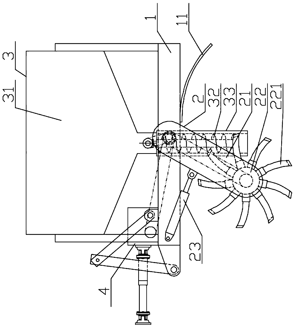 Rotary tillage application machine of farmyard manure