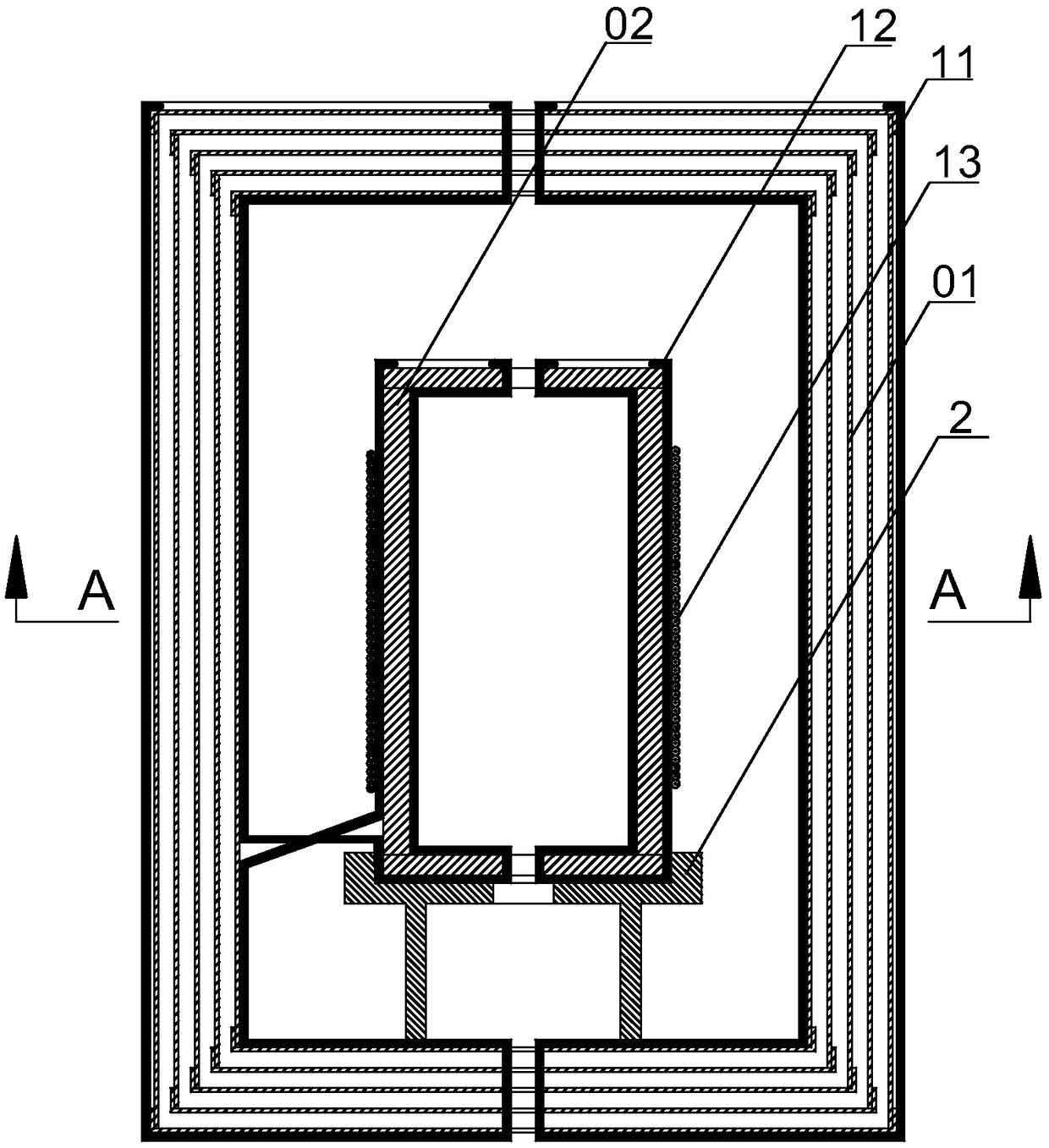 Degaussing coil device for ferrite-permalloy composite magnetic shielding barrel