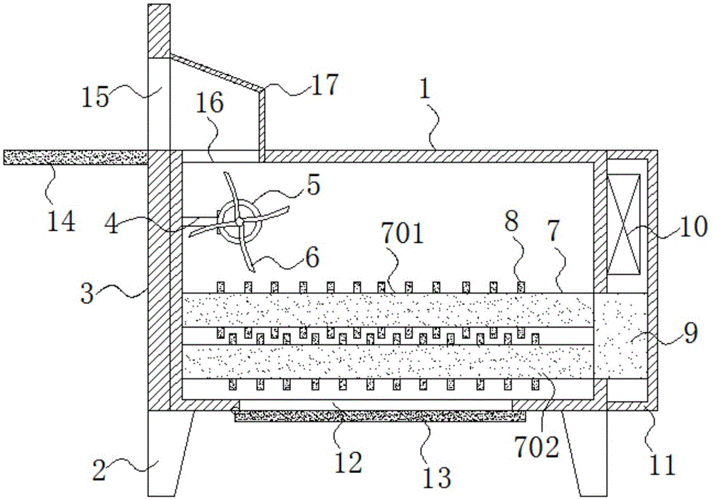 Raw cotton mixing device capable of effectively preventing raw cotton from being accumulated to add