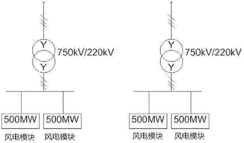 Modular direct-current grid connection topology comprising energy storing device for wind power station group