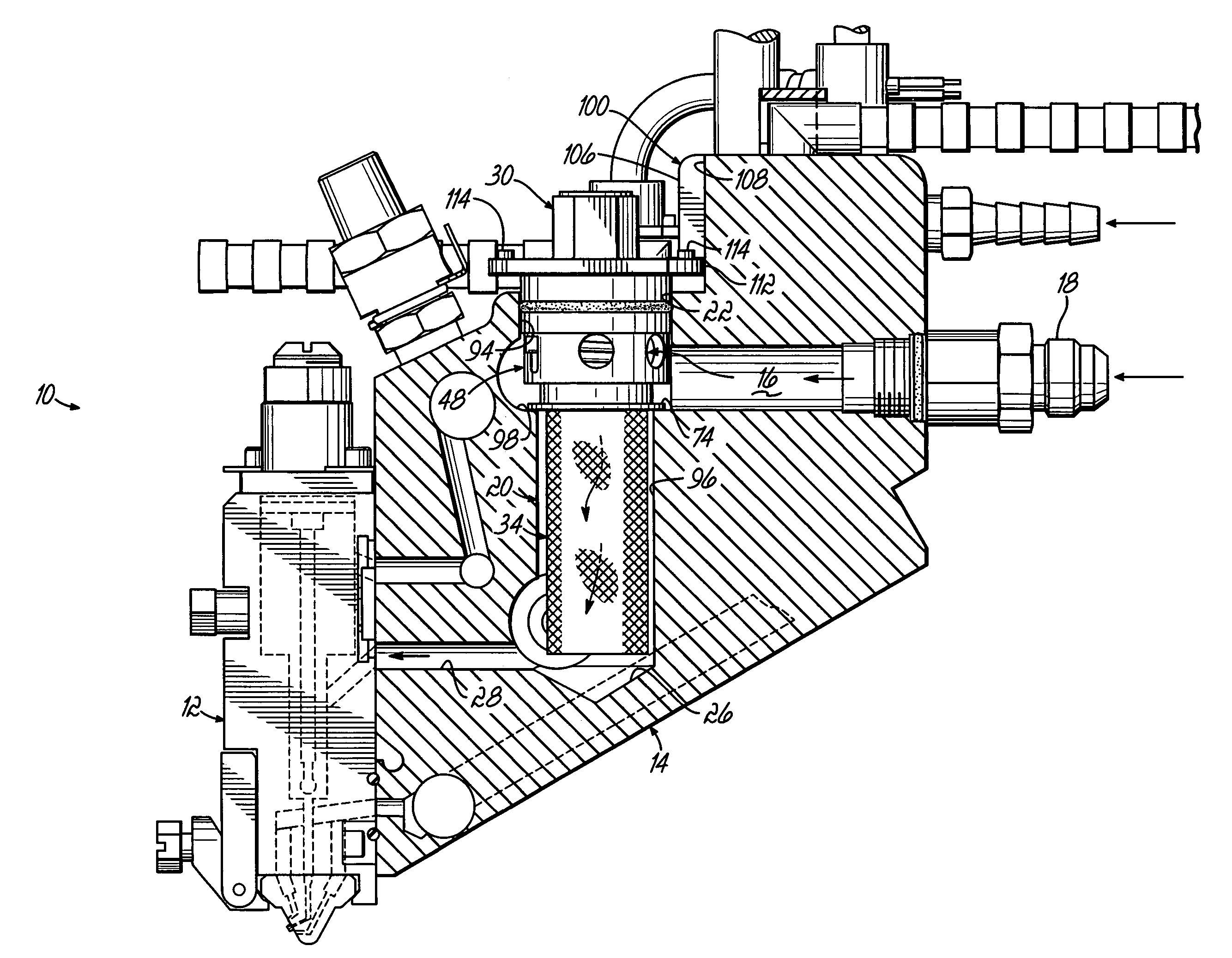 Liquid dispensing apparatus and a filter assembly for a liquid dispensing apparatus