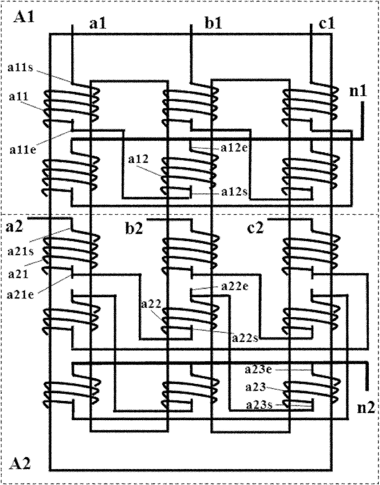 Low-zero-sequence-resistance slow-harmonic energy-saving transformer