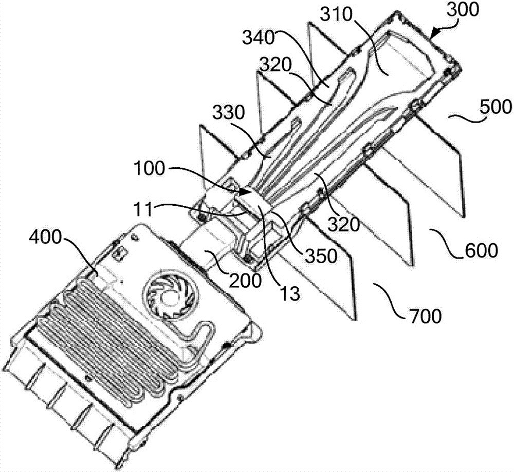 Air splitting component of refrigerator, and refrigerator