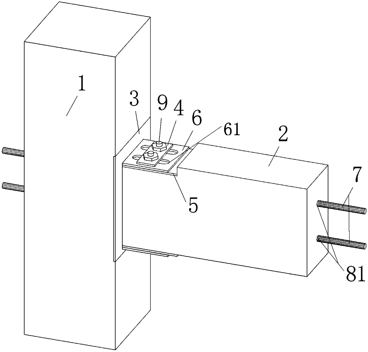 Fabricated self-resetting prestressed concrete frame friction energy dissipation node