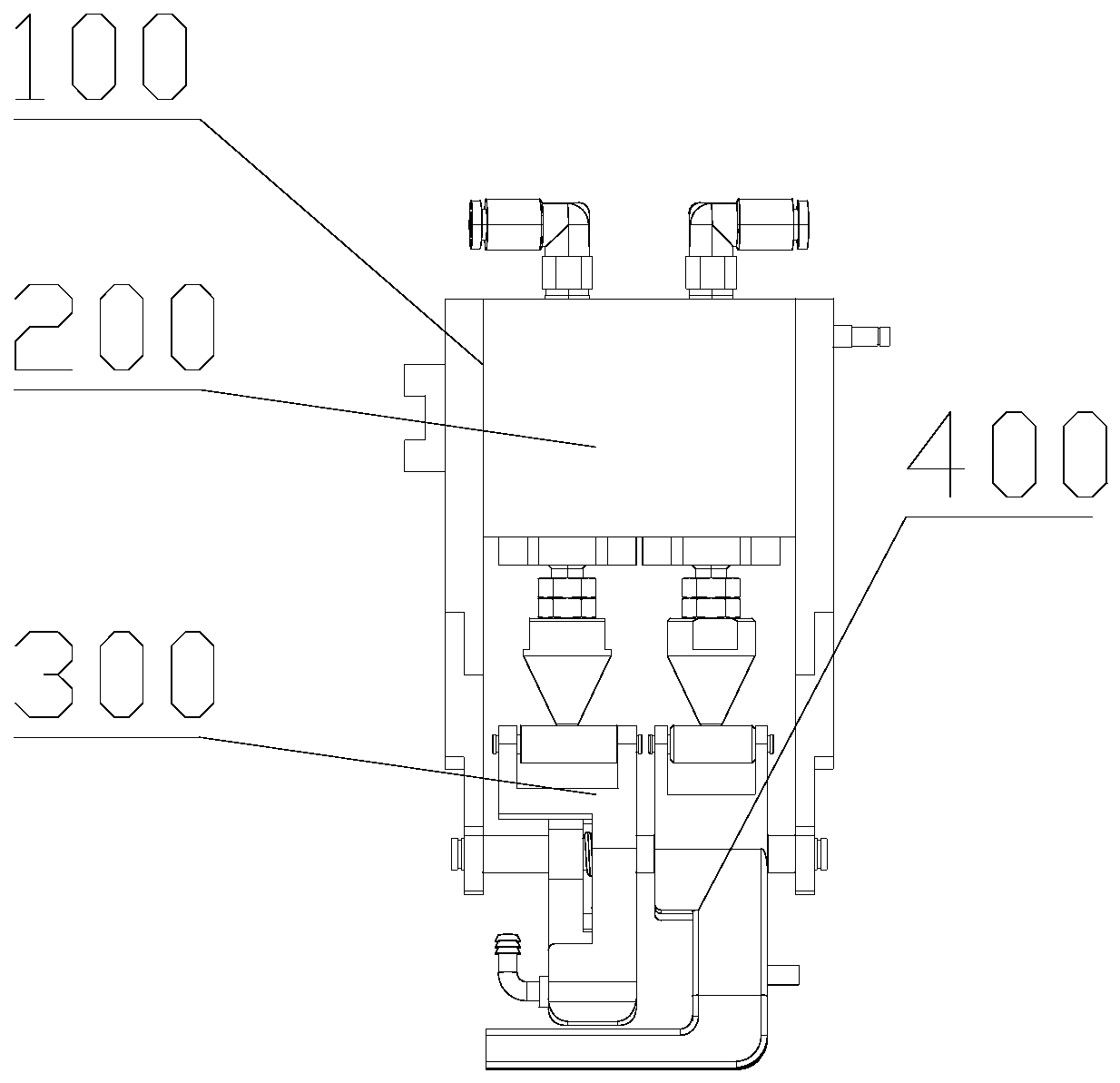 Power pouch battery exhausting and sealing clamp and exhaust sealing method