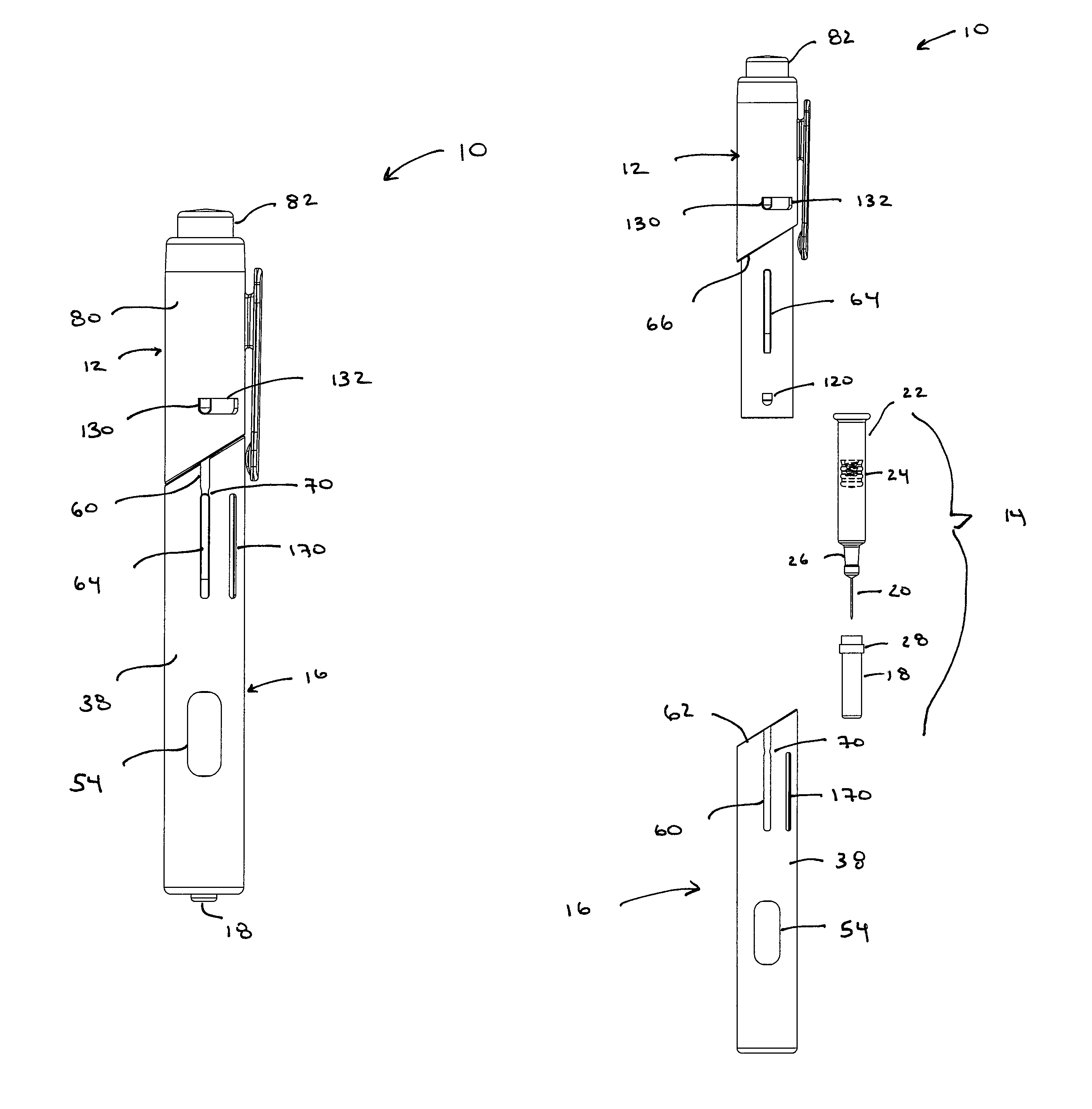 Automatic injection and retraction devices for use with pre-filled syringe cartridges