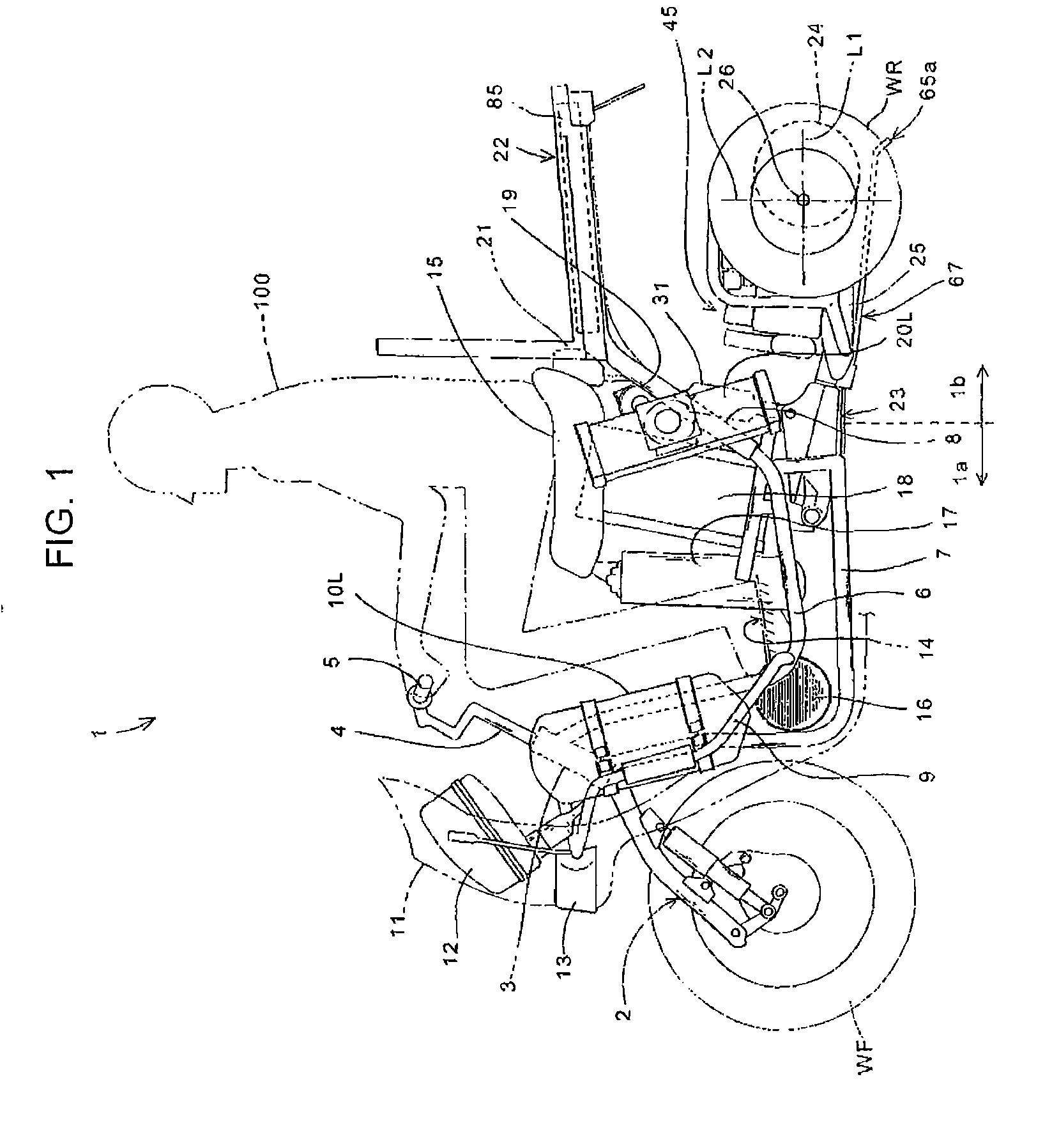 Saddle-ride type fuel cell three-wheeled vehicle