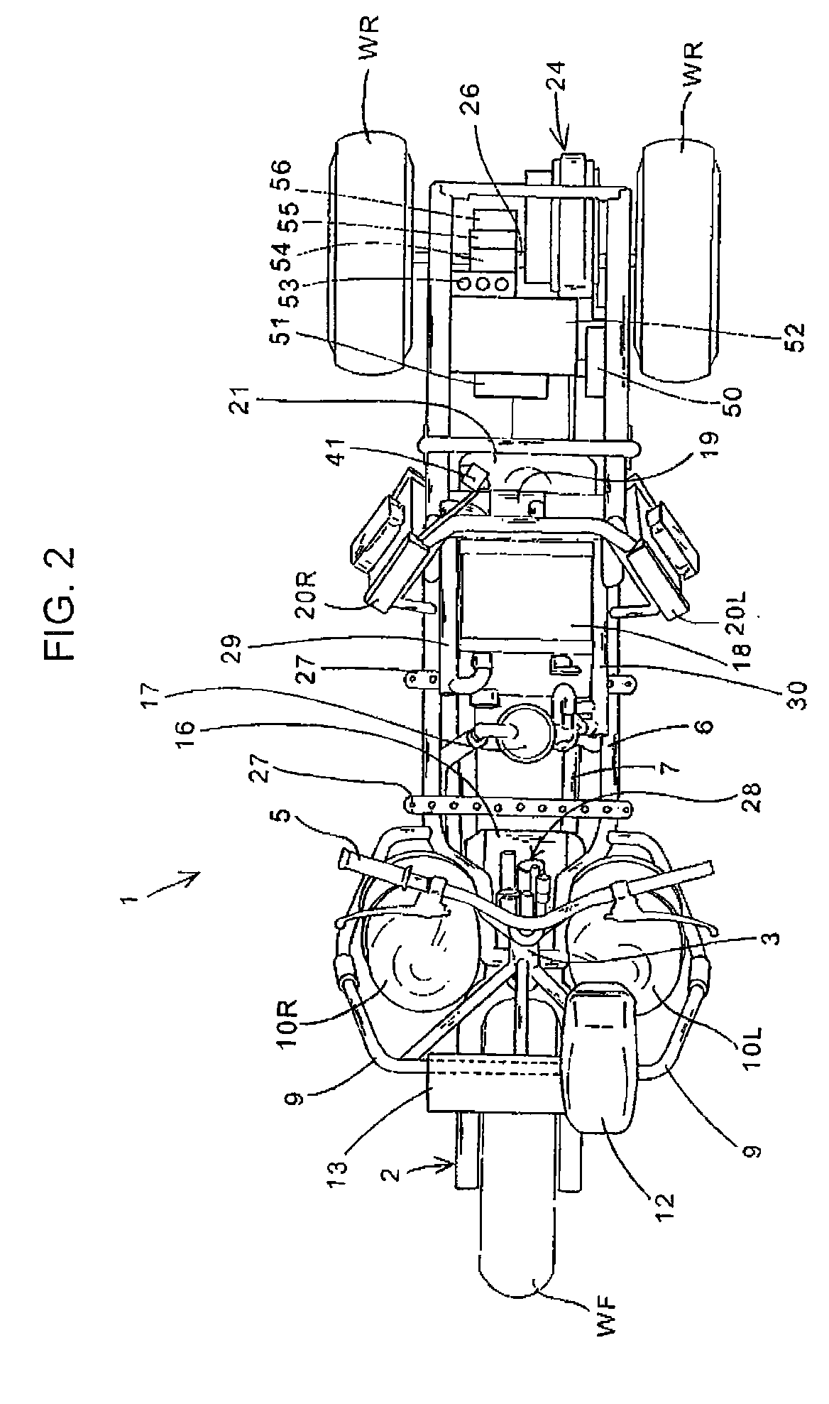 Saddle-ride type fuel cell three-wheeled vehicle