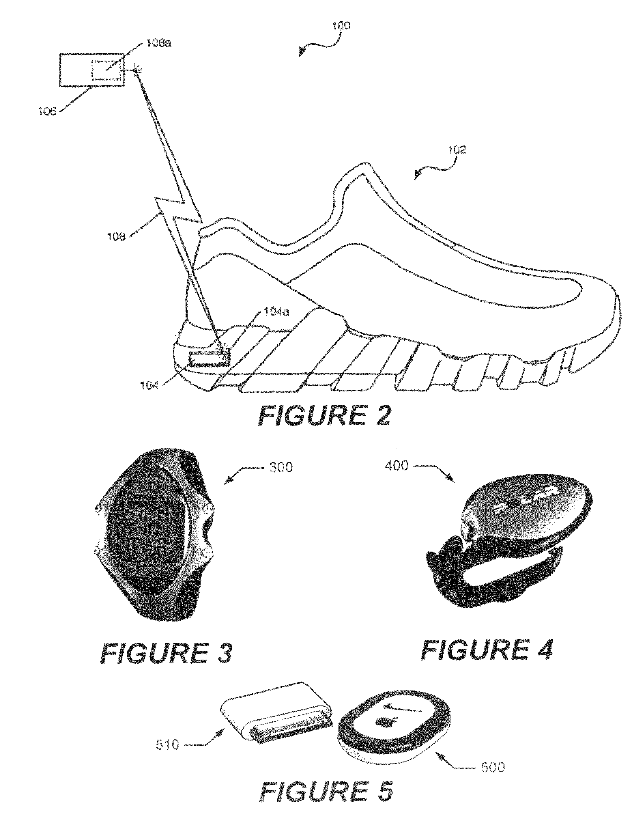 Circuits, systems, and methods for monitoring and reporting foot impact, foot placement, shoe life, and other running/walking characteristics