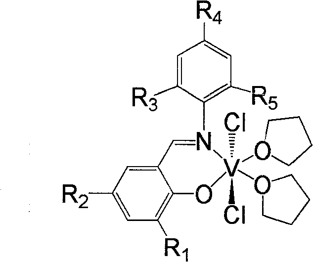 Single-salicylaldehyde imine vanadium olefin polymerization catalyst as well as preparation method and use thereof