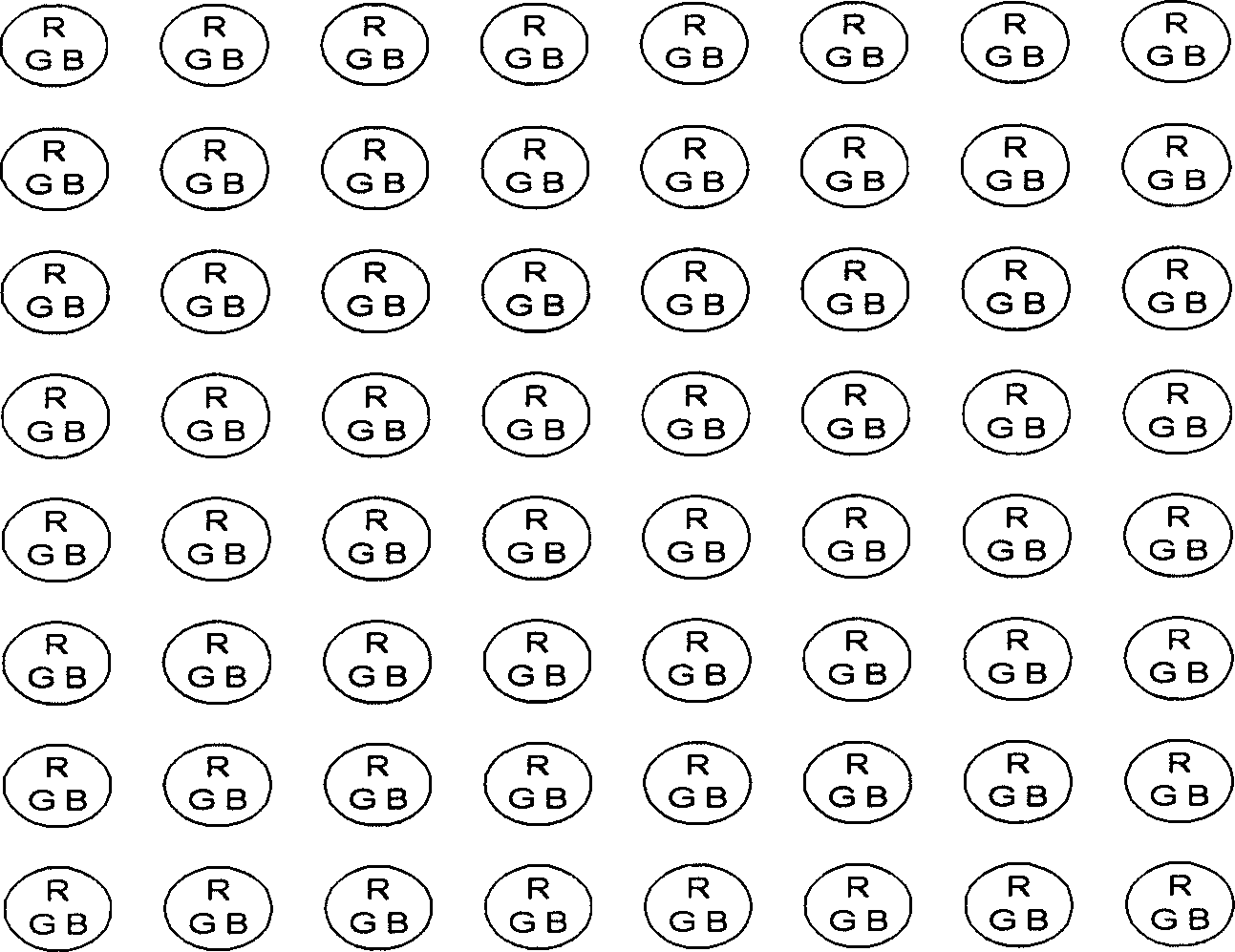 Three-light arranging method for three basic color LEDs