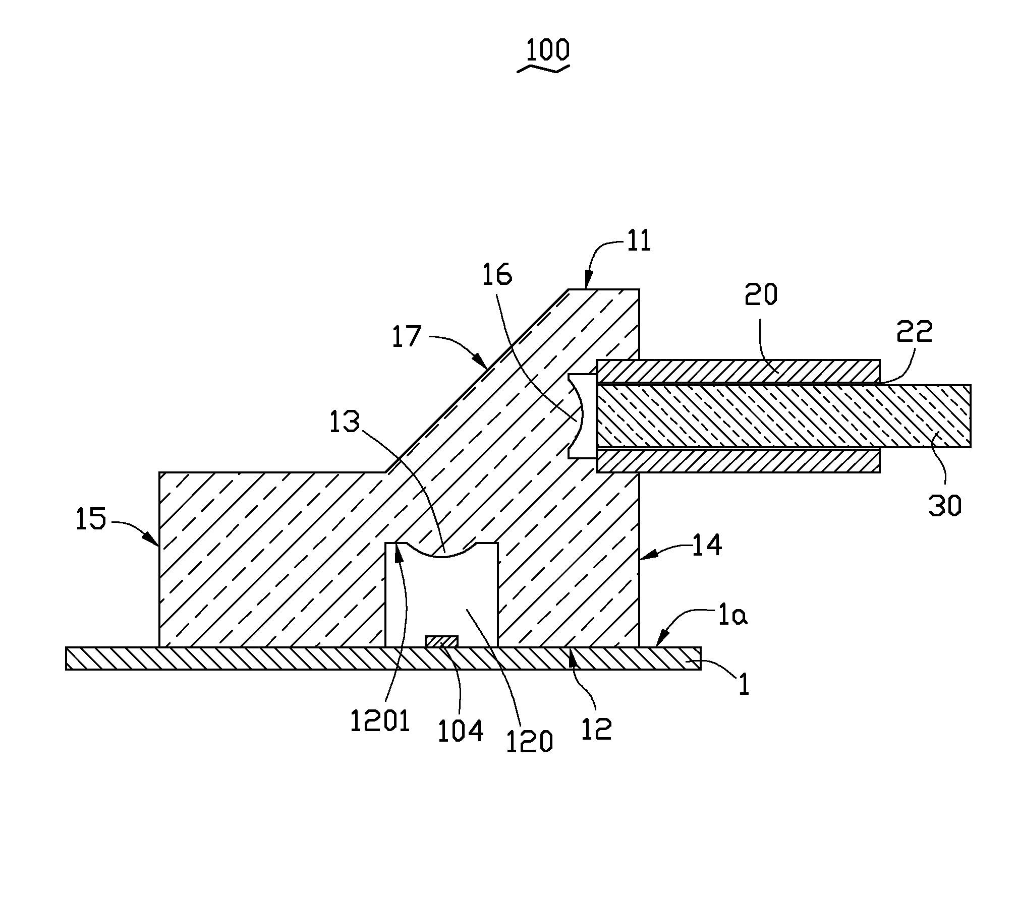 Optical connector with sloped surface