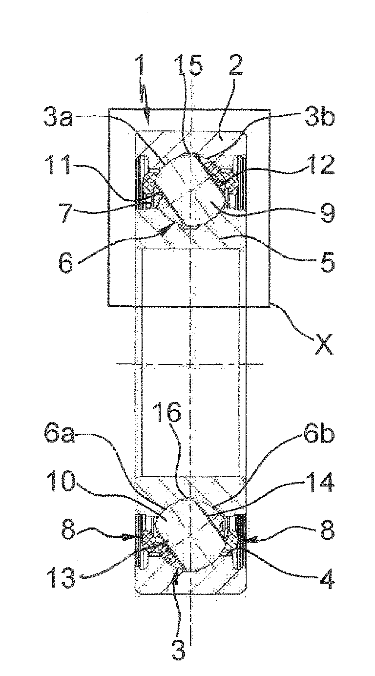 Ball roller bearing, in particular for absorbing combined radial and axial loads