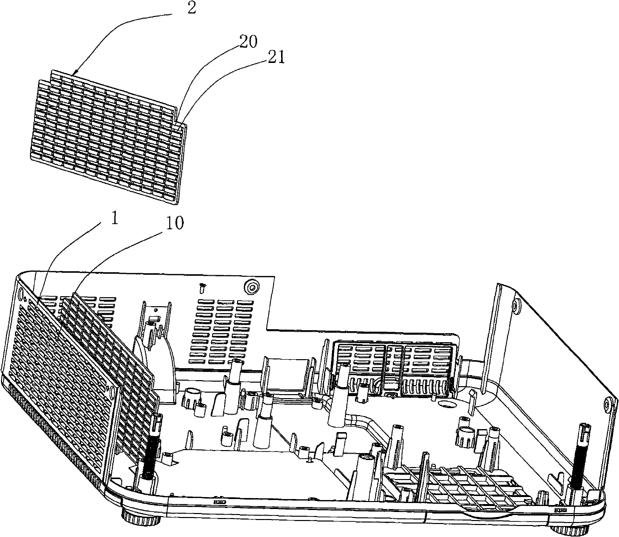 Grid dust-removing system of projector