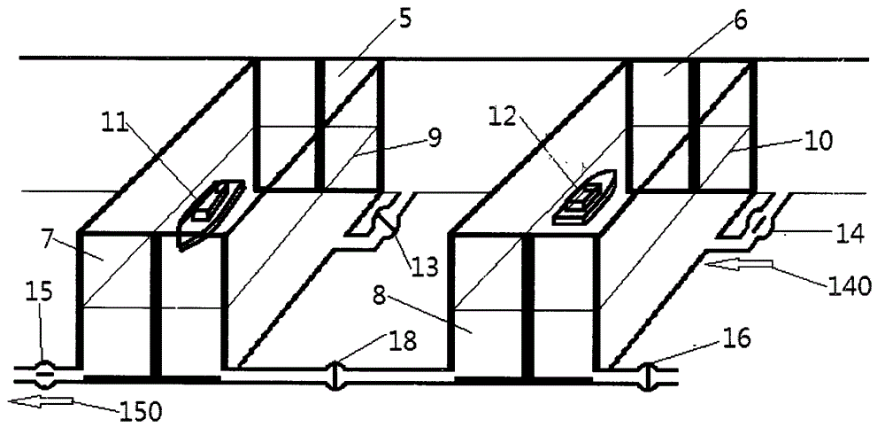 Single-grade double-line connecting ship lock