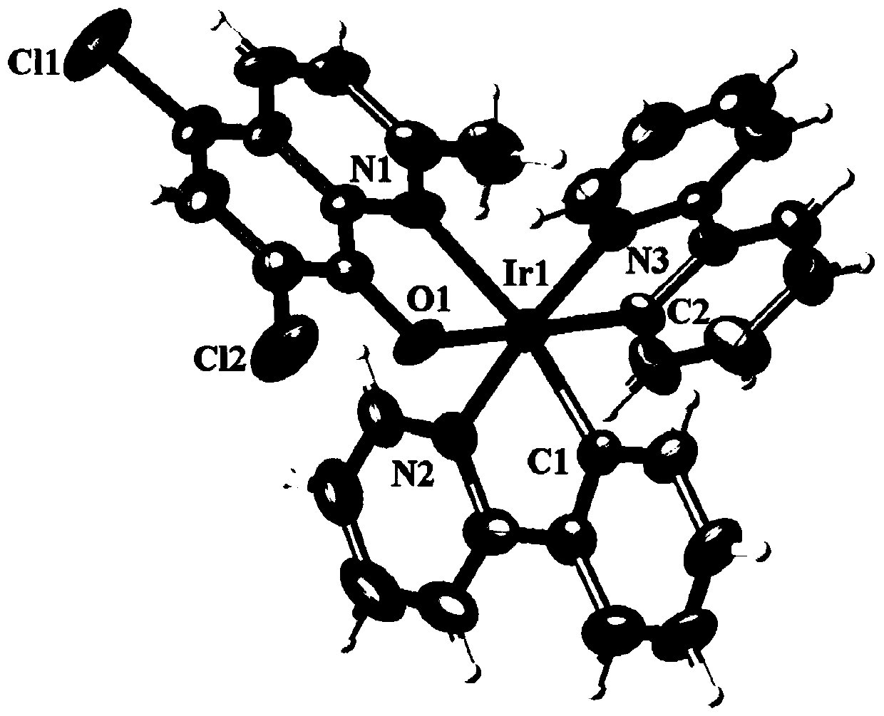 Iridium complex constructed based on 8-hydroxyquinoline derivative and 2-phenylpyridine iridium dimer and synthesis method and application thereof