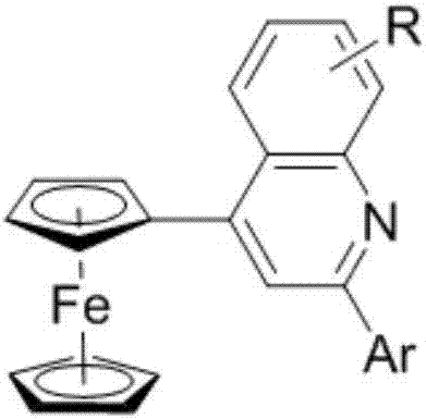 Environment-friendly synthetic method of 4-ferrocenyl quinoline derivative