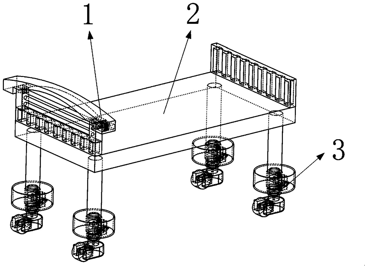 Self-locking sickbed for medical treatment based on direction-changing transmission