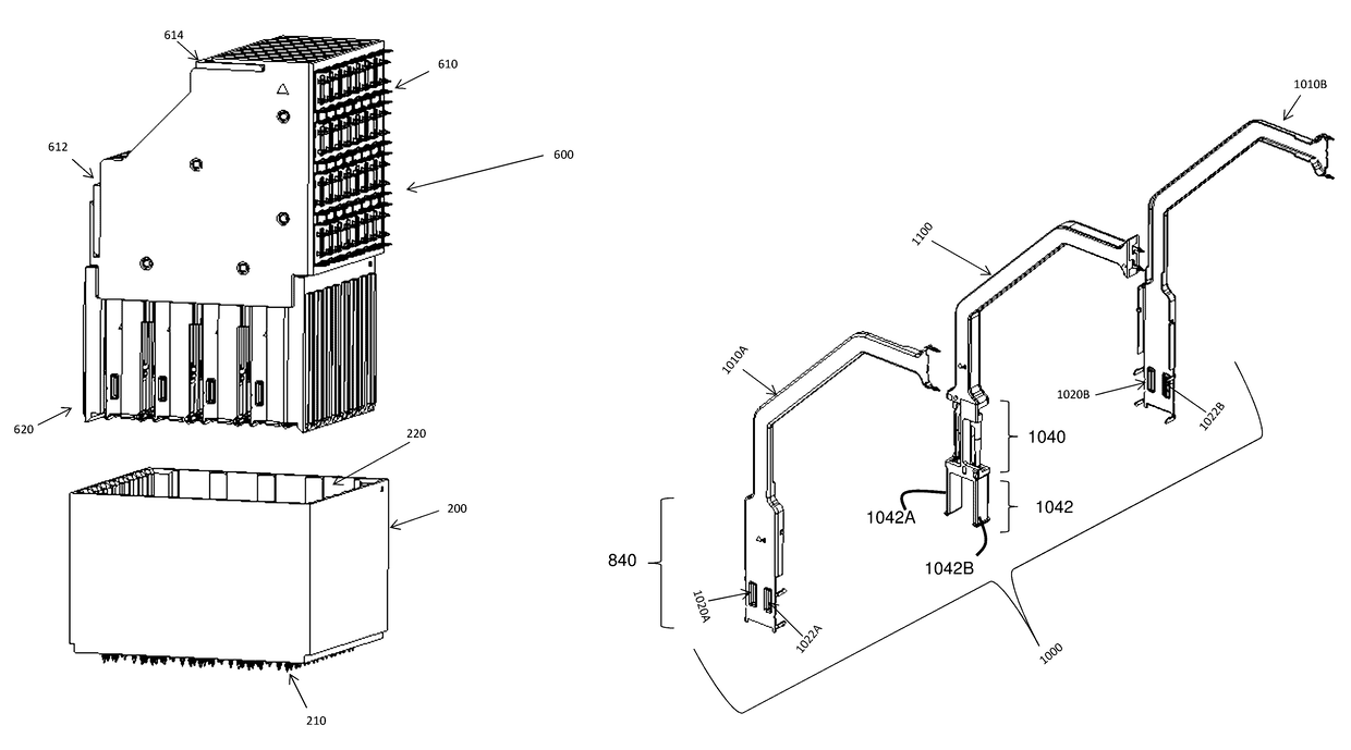 Very high speed, high density electrical interconnection system with impedance control in mating region