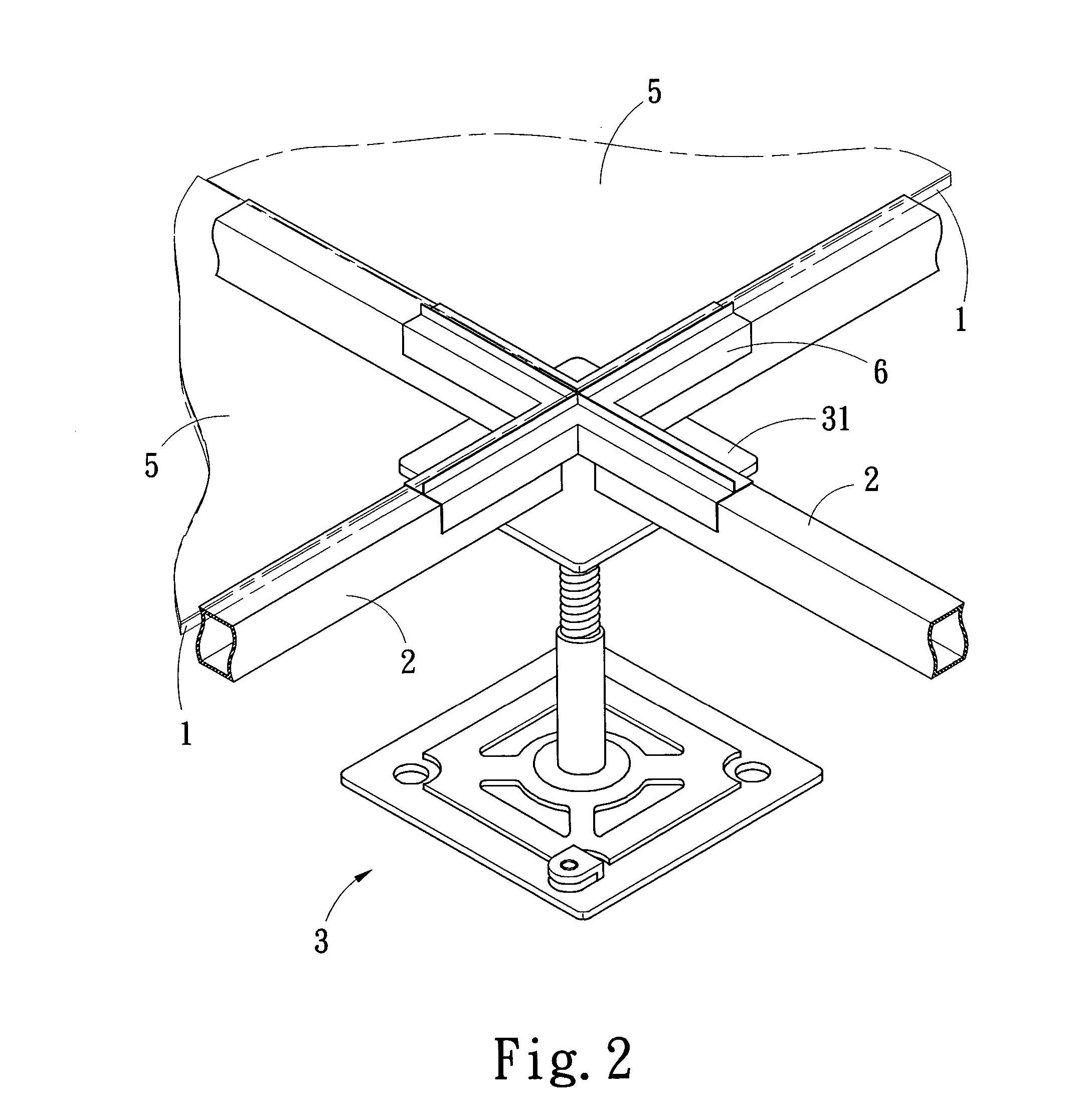 Structure of seamless raised acces floor