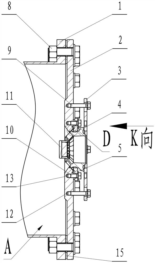 Tower type cyclone flow test device for converting axial compression into radial sealing