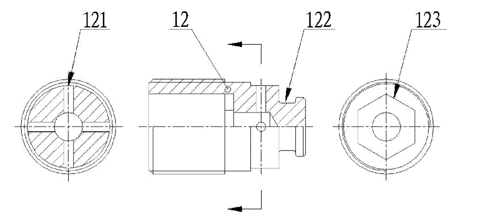 Sealing bayonet device for vacuumizing