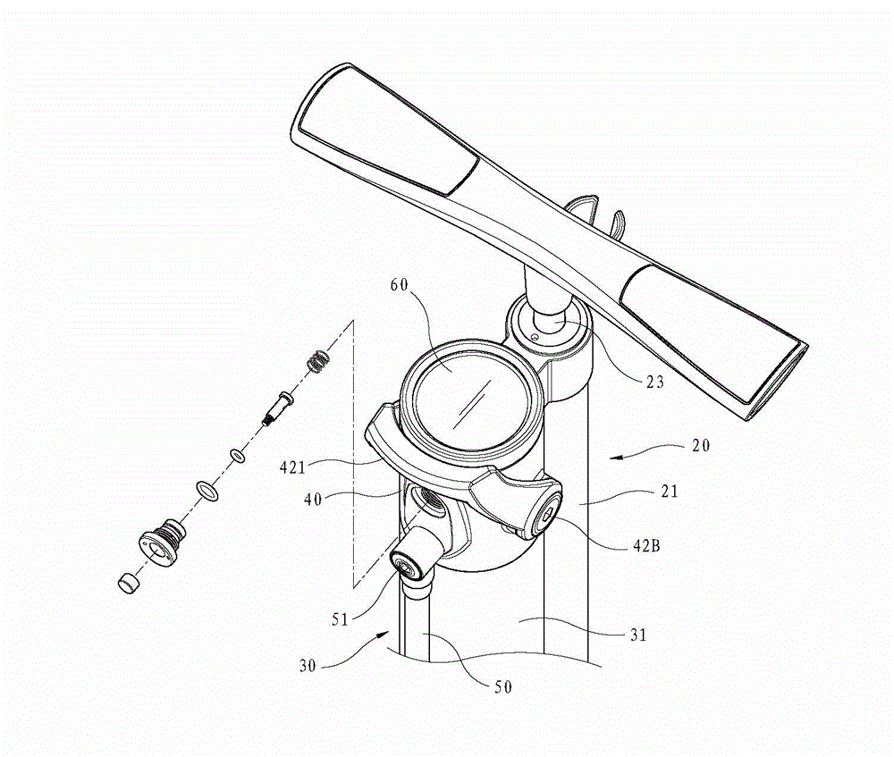 Inflating device with air storage barrel