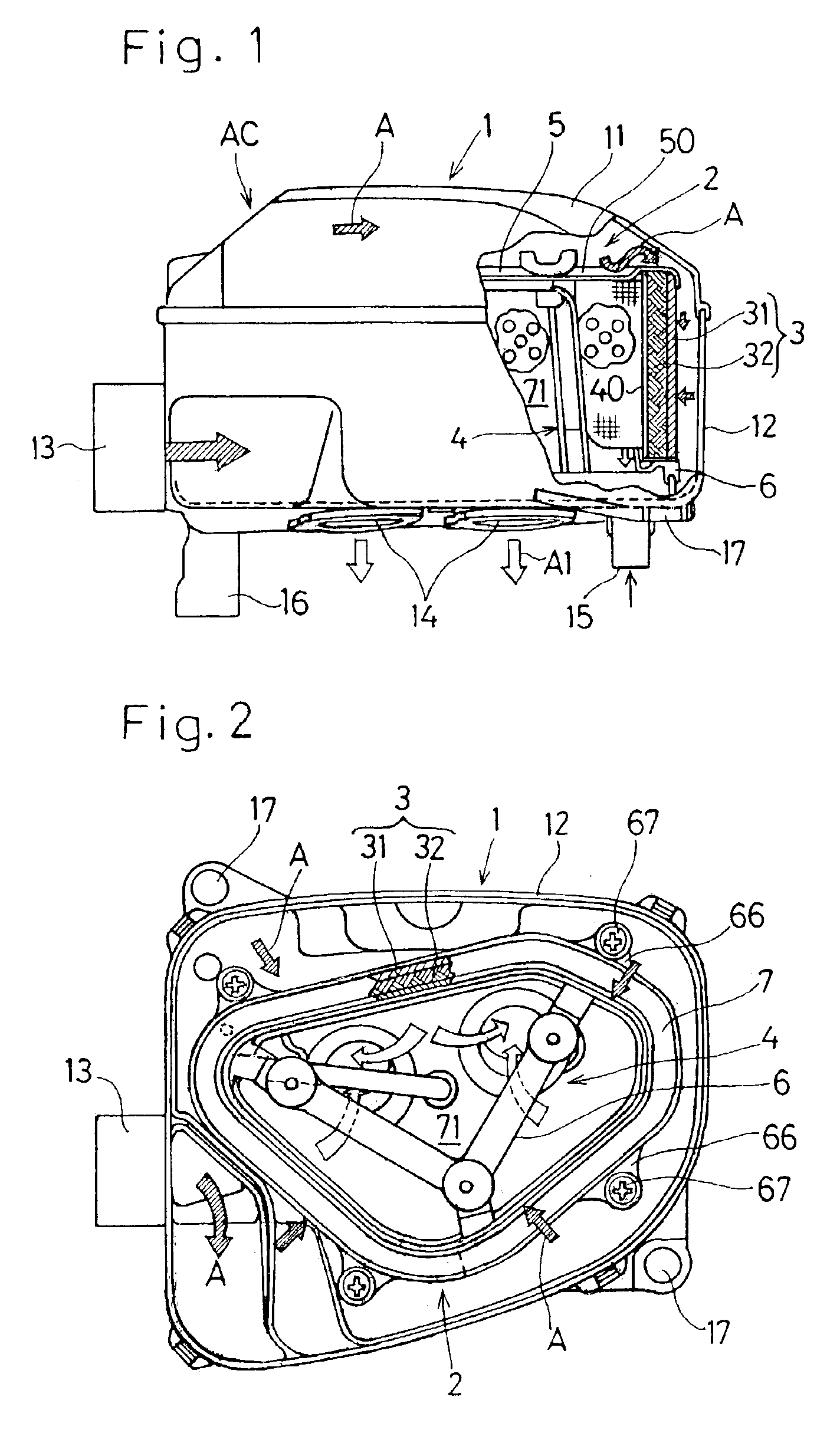 Air cleaner for combustion engine