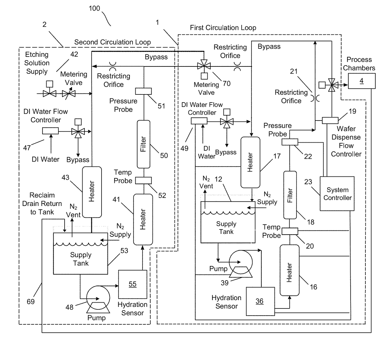 Processing system and method for providing a heated etching solution