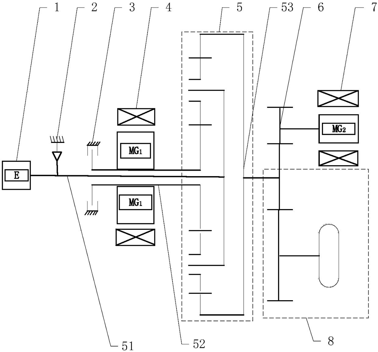 Single-planetary-line multi-mode hybrid power drive system