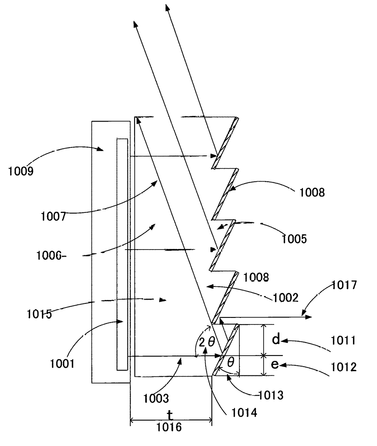 Optical waveguide using fresnel lenses