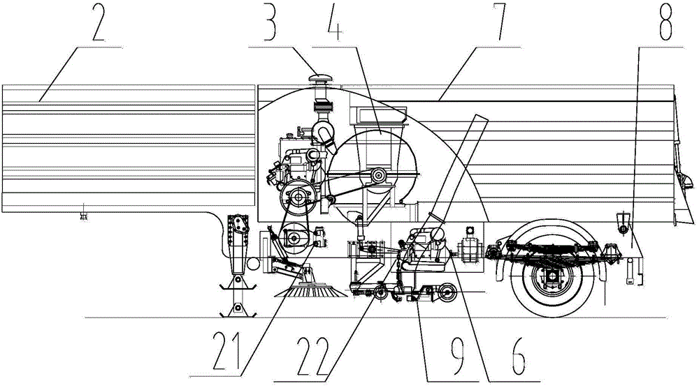 Semitrailer type cleaning and washing dual-mode vehicle