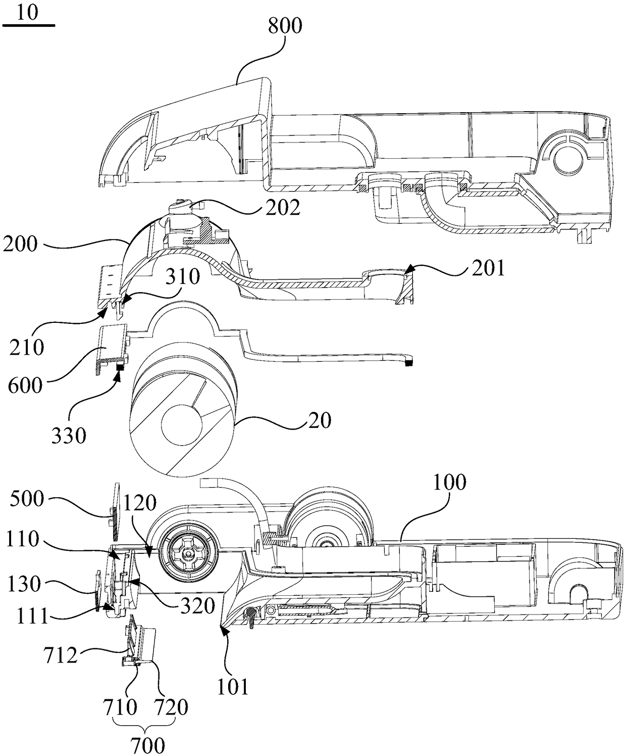 Floor brush housing, floor brush component and cleaning apparatus