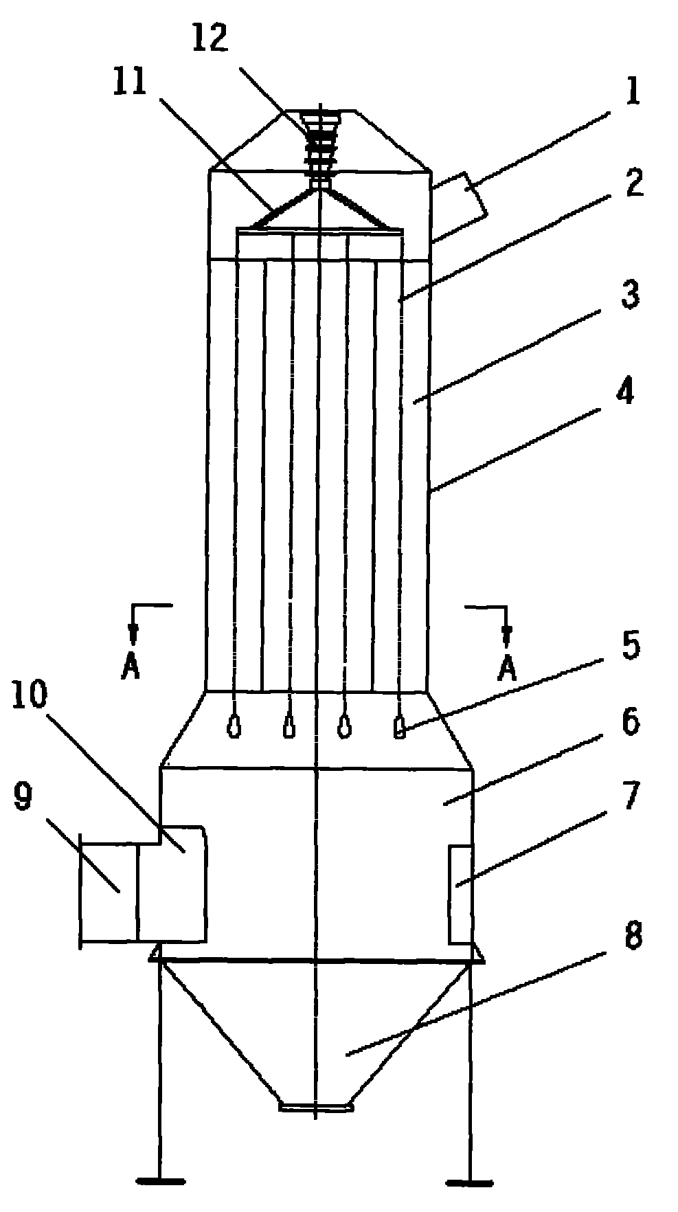 High-voltage electrostatic dust separator for industrial furnace