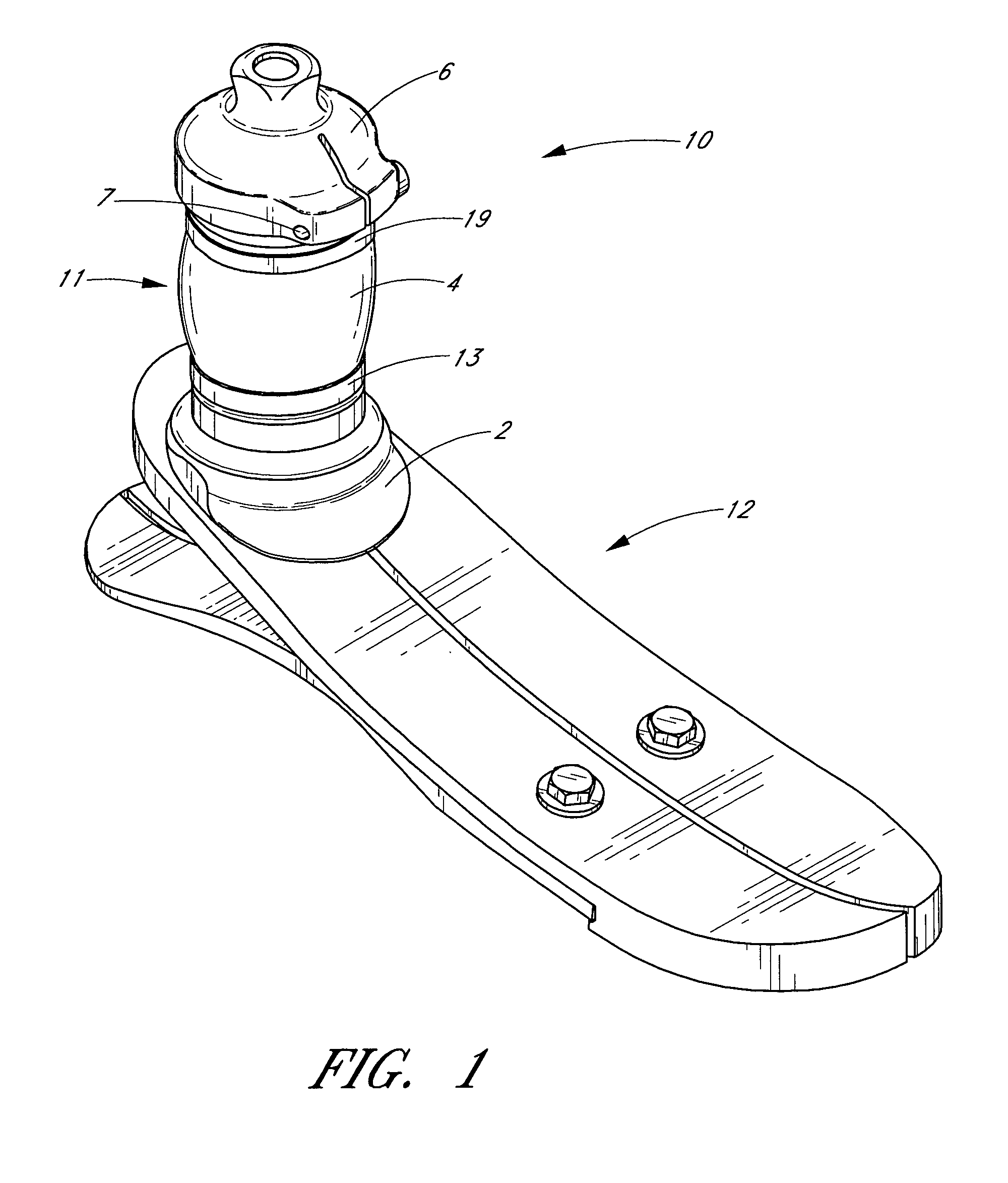 Low profile active shock module prosthesis