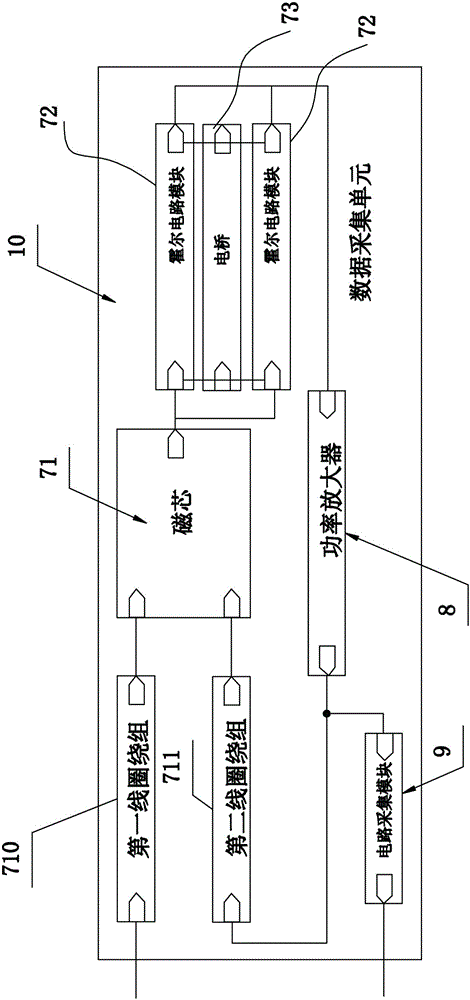 Acquisition unit for leak current of ultra high voltage direct-current arrester based on two Hall elements